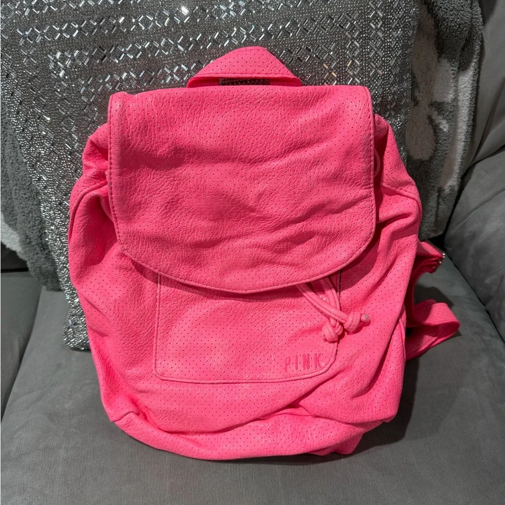 PINK Victoria's Secret Bright Pink Backpack - Picture 1 of 4